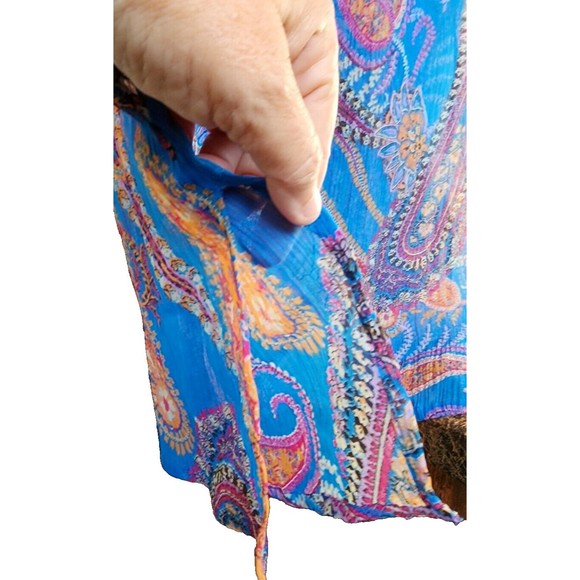 Priya India Peasant Embellished Top Sheer Size Large Hippie Boho Gypsy - Picture 4 of 8